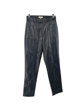 H by Halston black faux leather stretch pants front pockets NWT sz sm
